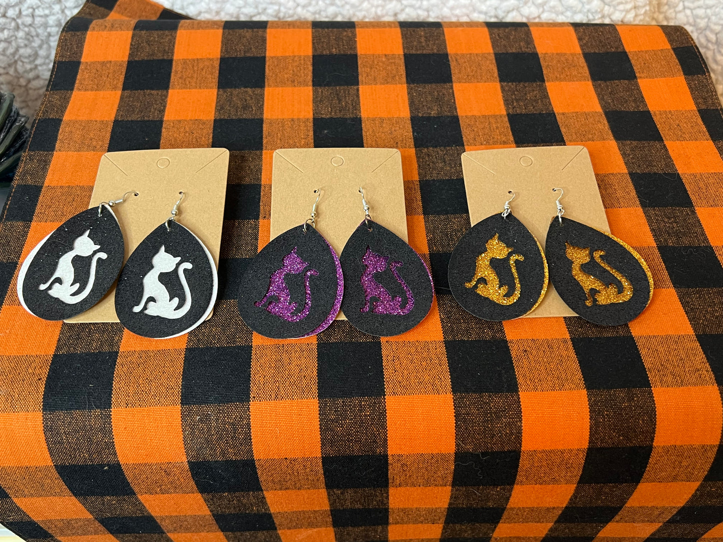 Glittery Cat Earrings