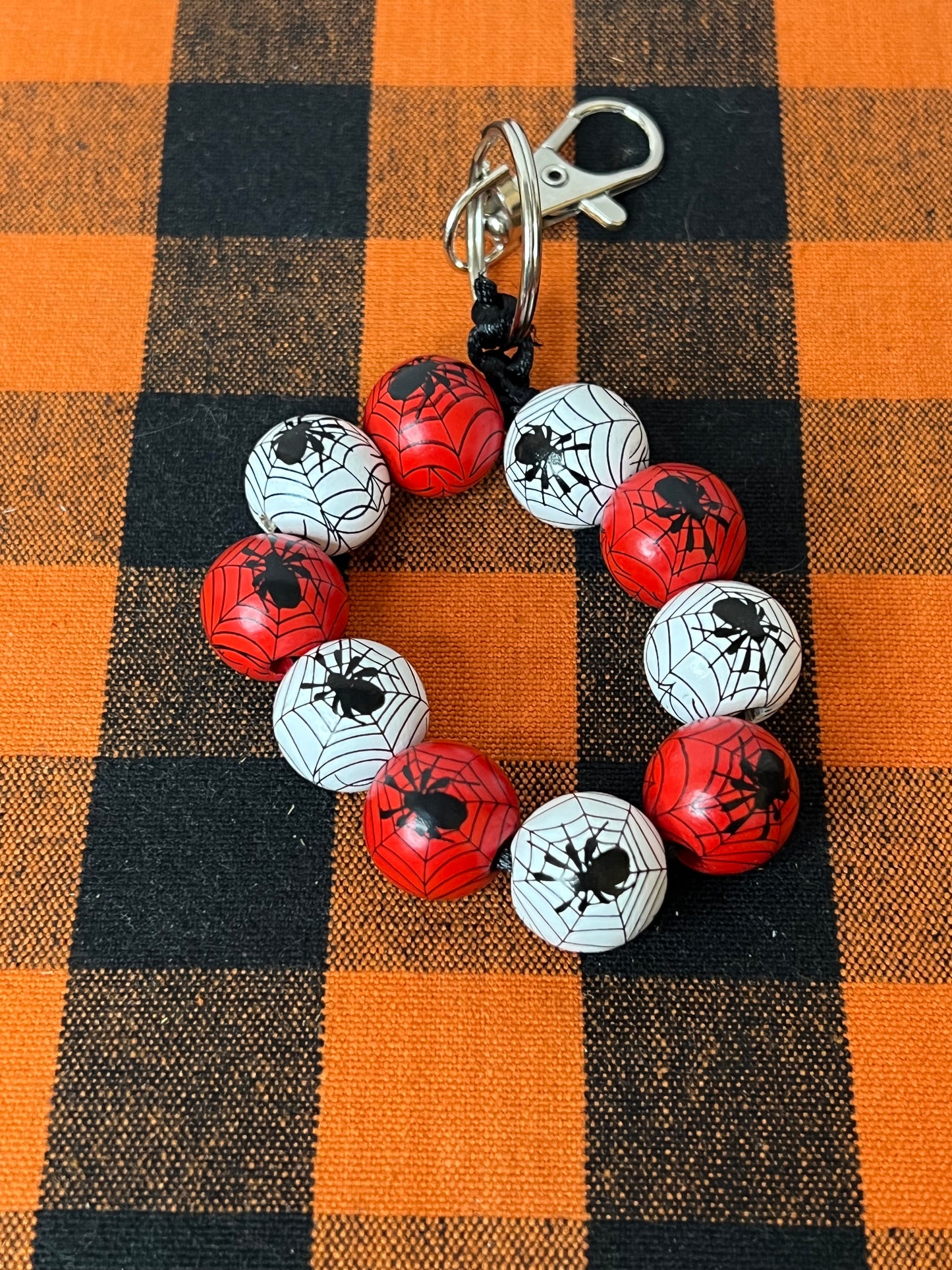 Red & White Spiderweb Key Chains