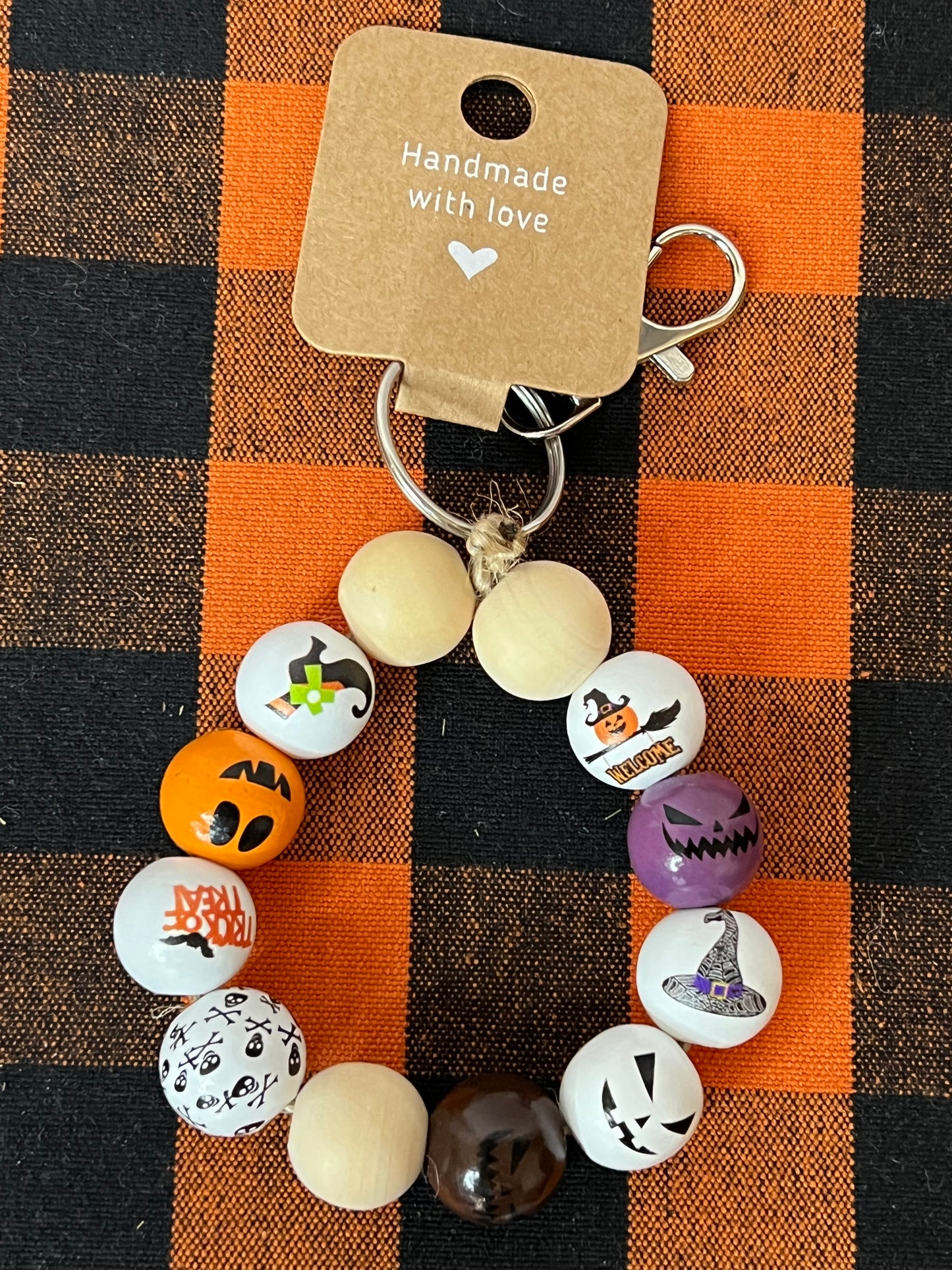 Halloween Wood Bead Key Chains