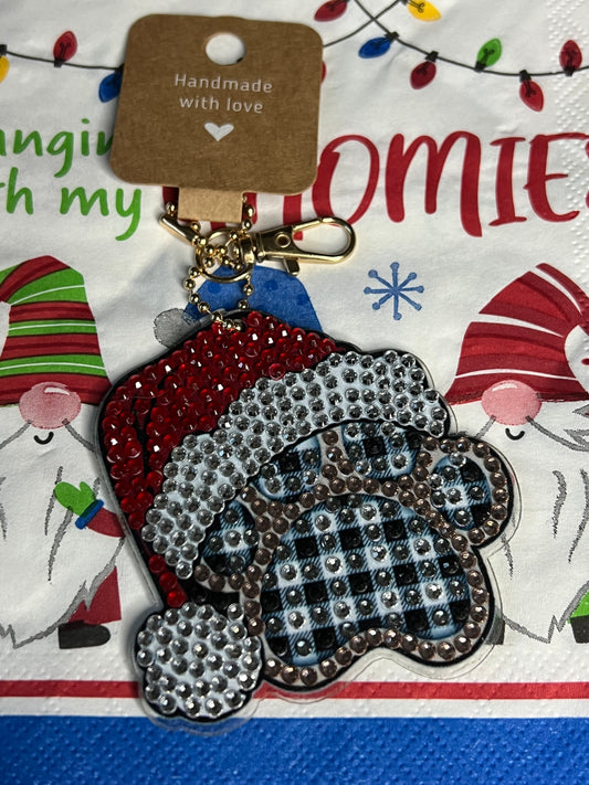 Blue Santa Paw Print Keychain/Ornament