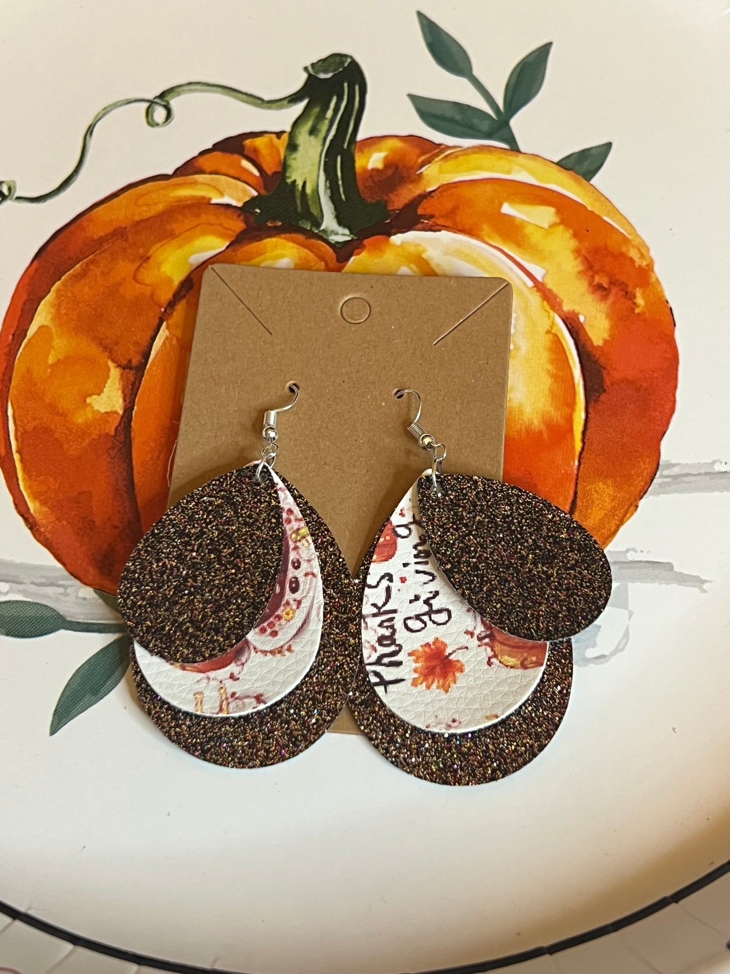 Glitter Thanksgiving Earrings