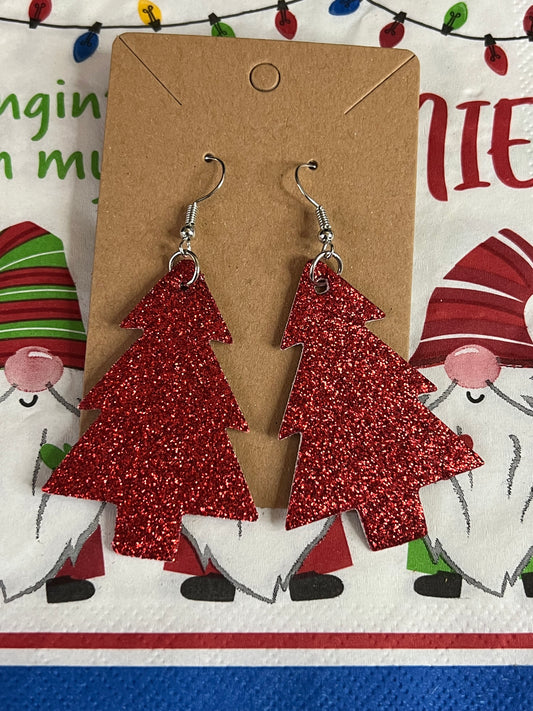 Glitter Red Christmas Trees