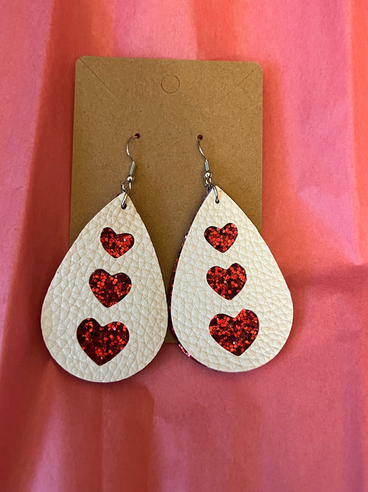 White & Red Glitter Hearts