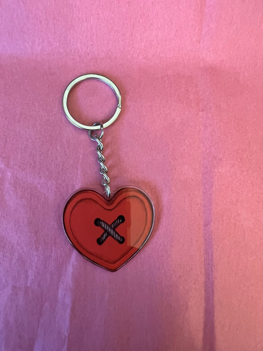 Button Heart Keychain