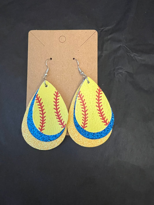 Yellow & Blue Glitter Softballs