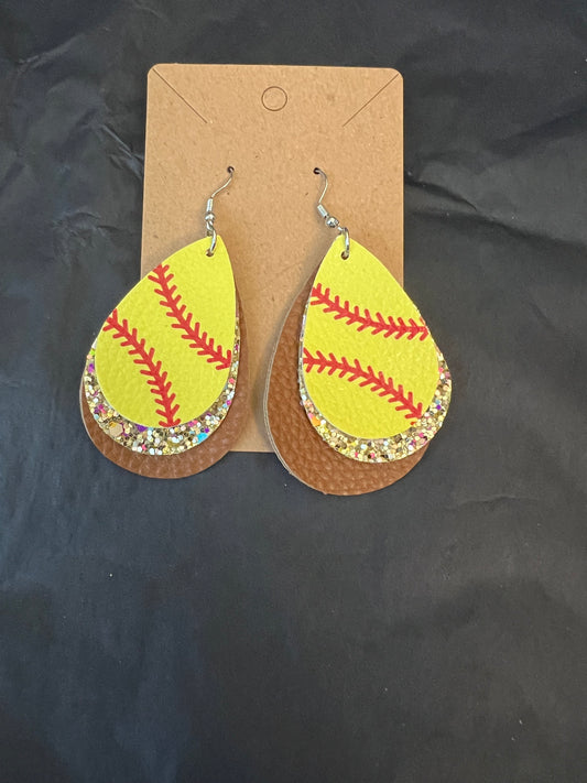 Brown & Gold Glitter Softballs